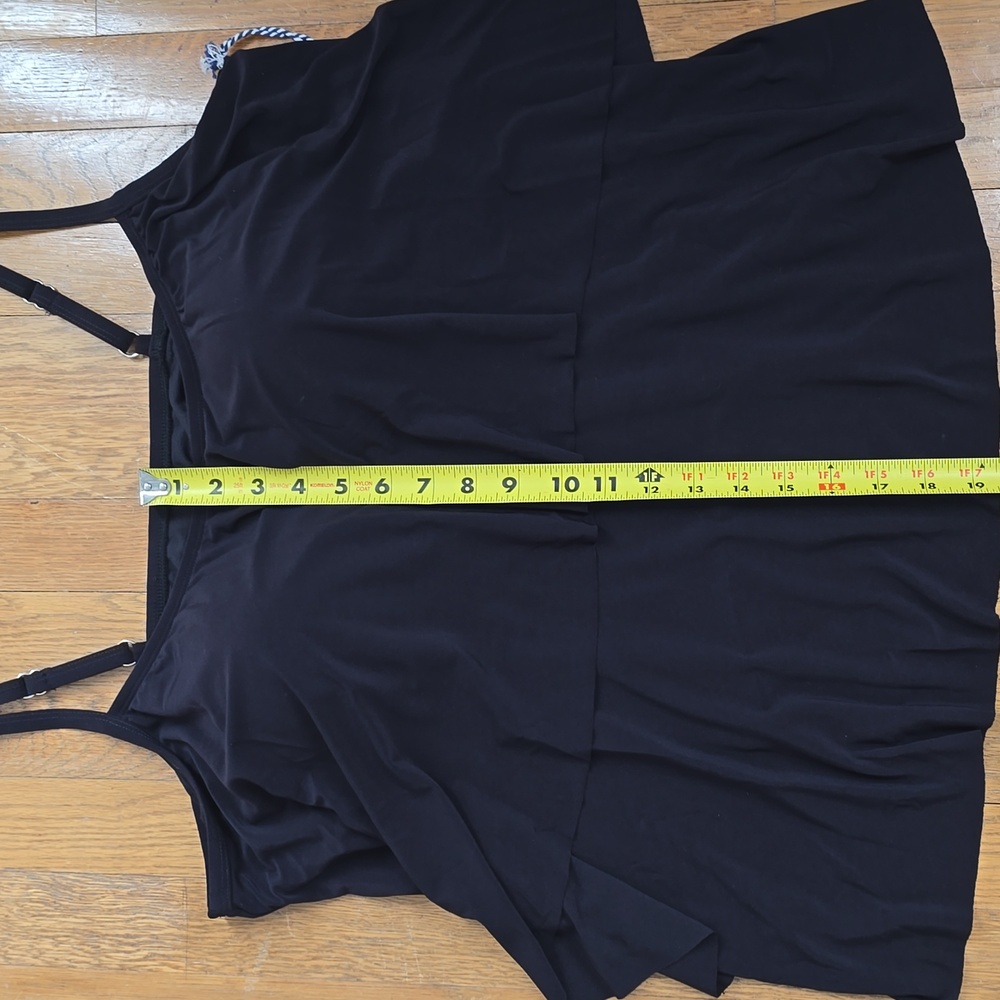 SONNET SHORES WOMEN' PLUS BLACK LAYERED BATHING TANKINI TOP W/ BUILT-IN BRA 24W - Picture 11 of 16